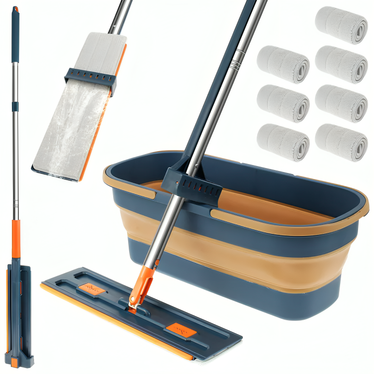 Mop & Foldable Bucket | 5 Free Microfibre Pads
