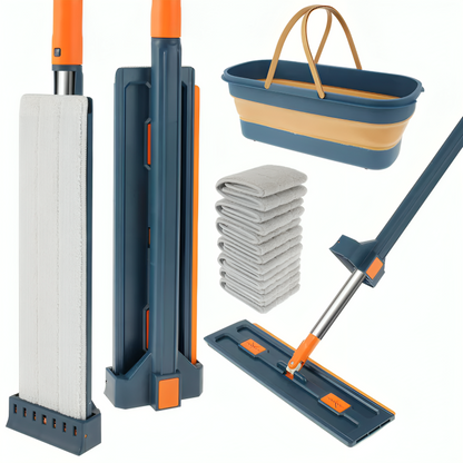Mop & Foldable Bucket | 5 Free Microfibre Pads