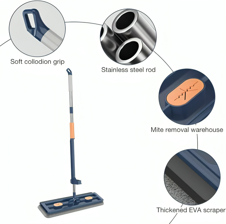 Magic Mop & Foldable Bucket | (5 Free Microfibre Pads)